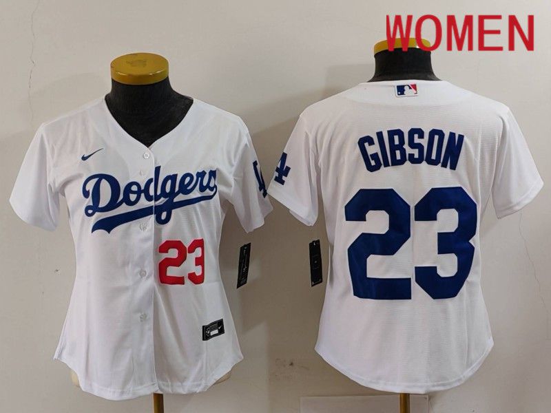 Women Los Angeles Dodgers #23 Gibson White Nike Game 2024 MLB Jersey style 3
